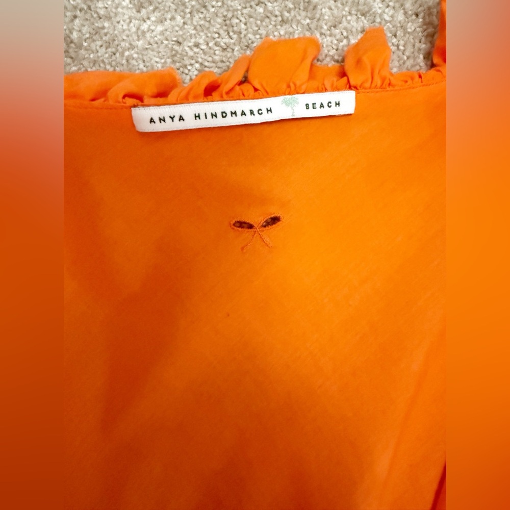 Anya Hindmarch - Orange Ruffled Beach Coverup Dress - 100% Cotton - size Large - Picture 7 of 16